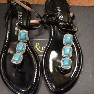Turquoise bling sandals